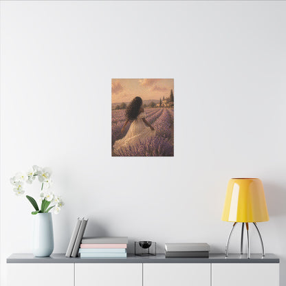 Lavender Field Canvas Print — Woman in Spring Meadow (Matte Stretched)