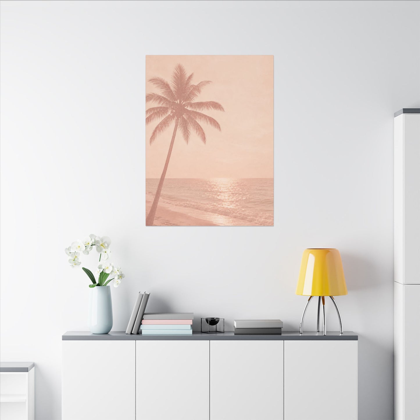 Blush Palm Beach — Matte Stretched Canvas Wall Art