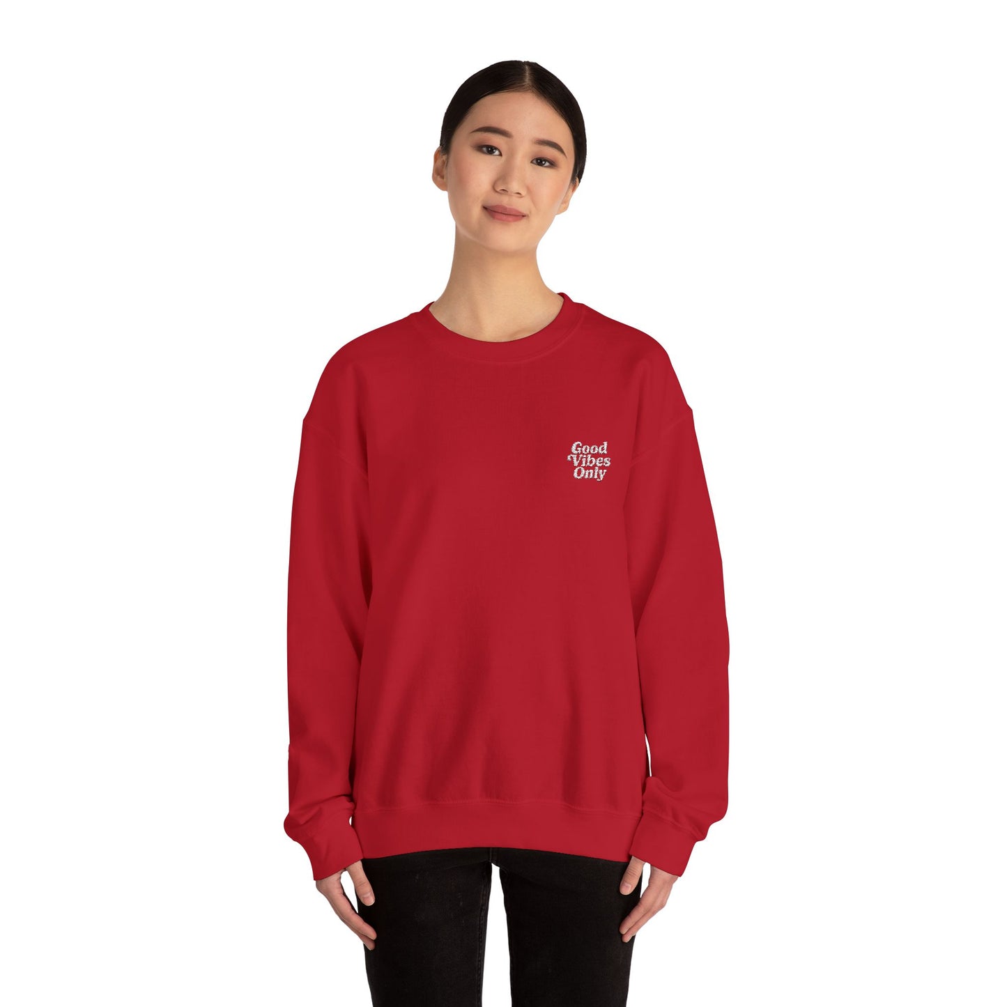 Good Vibes Only Retro Embroidered Crewneck Sweatshirt