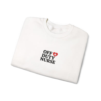 Off Duty Nurse Heart Embroidered Crewneck Sweatshirt