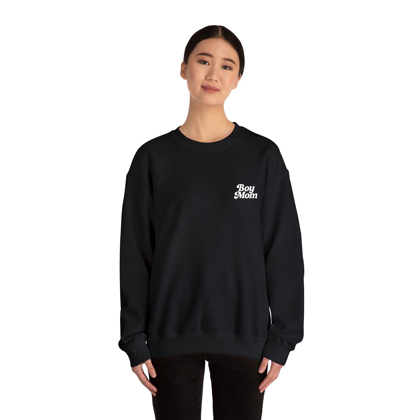 Boy Mom Retro Embroidered Crewneck Sweatshirt