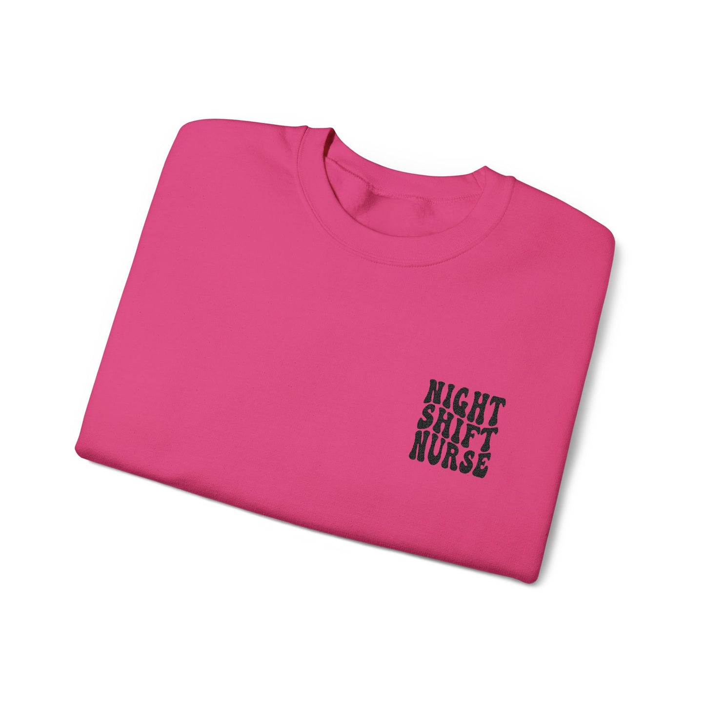Night Shift Nurse Groovy Embroidered Crewneck Sweatshirt