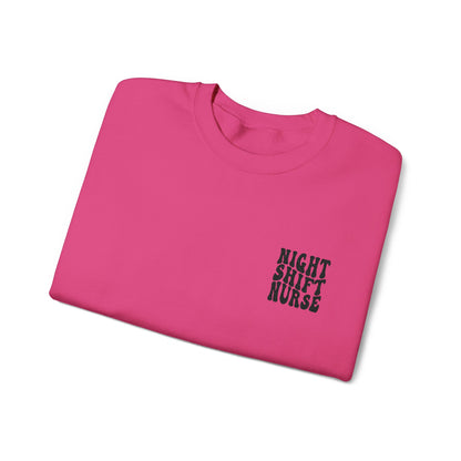 Night Shift Nurse Groovy Embroidered Crewneck Sweatshirt