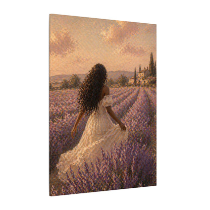 Lavender Field Canvas Print — Woman in Spring Meadow (Matte Stretched)