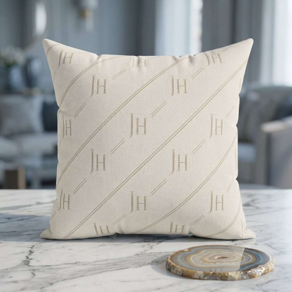 JH Signature Monogram Throw Pillow