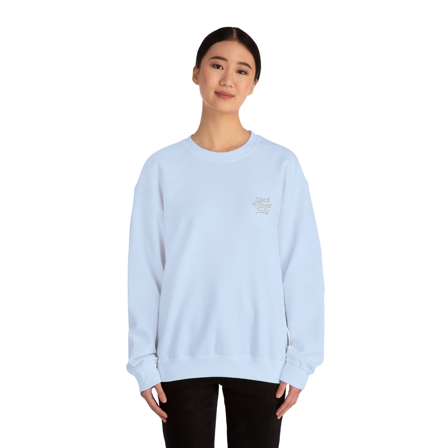 Good Vibes Only Retro Embroidered Crewneck Sweatshirt