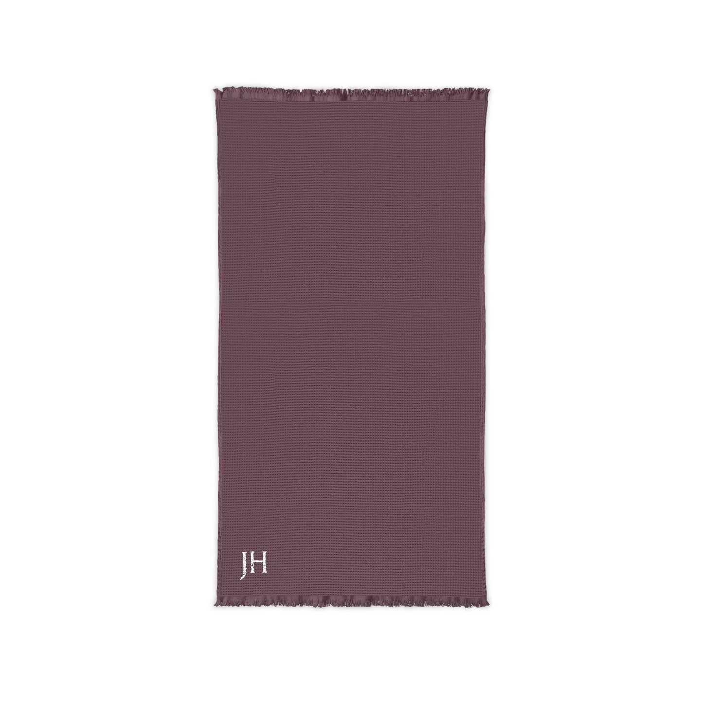 Personalized Embroidered Cotton Waffle Fringed Throw Blanket