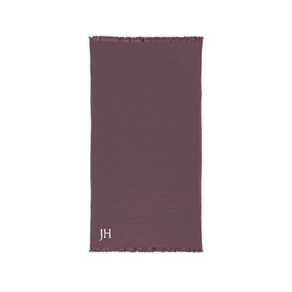 Personalized Embroidered Cotton Waffle Fringed Throw Blanket