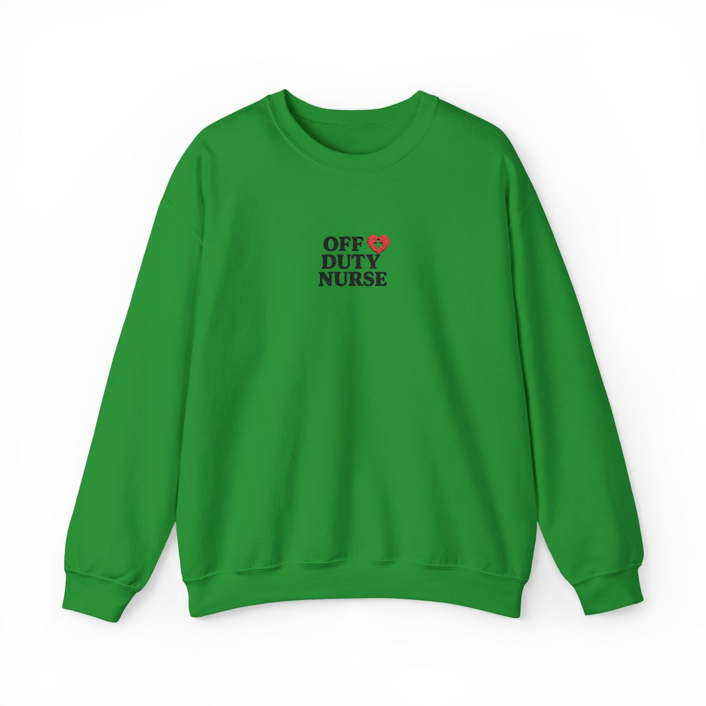 Off Duty Nurse Heart Embroidered Crewneck Sweatshirt