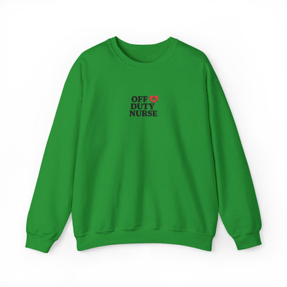 Off Duty Nurse Heart Embroidered Crewneck Sweatshirt