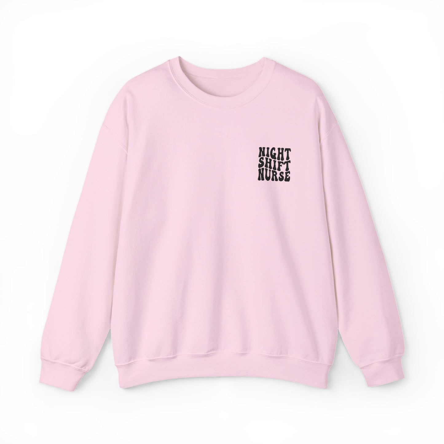 Night Shift Nurse Groovy Embroidered Crewneck Sweatshirt