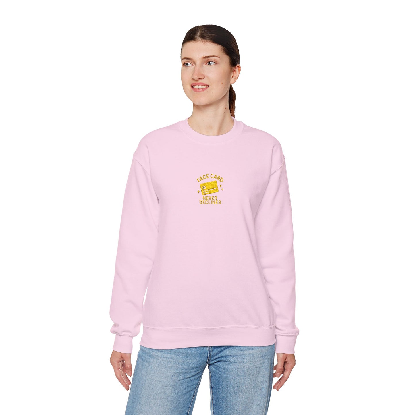 Face Card Never Declines Embroidered Crewneck Sweatshirt