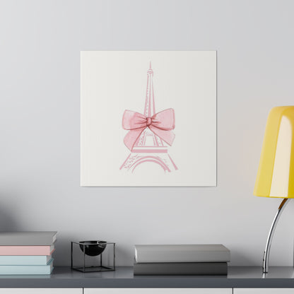 Eiffel Tower Bow Matte Canvas, Stretched