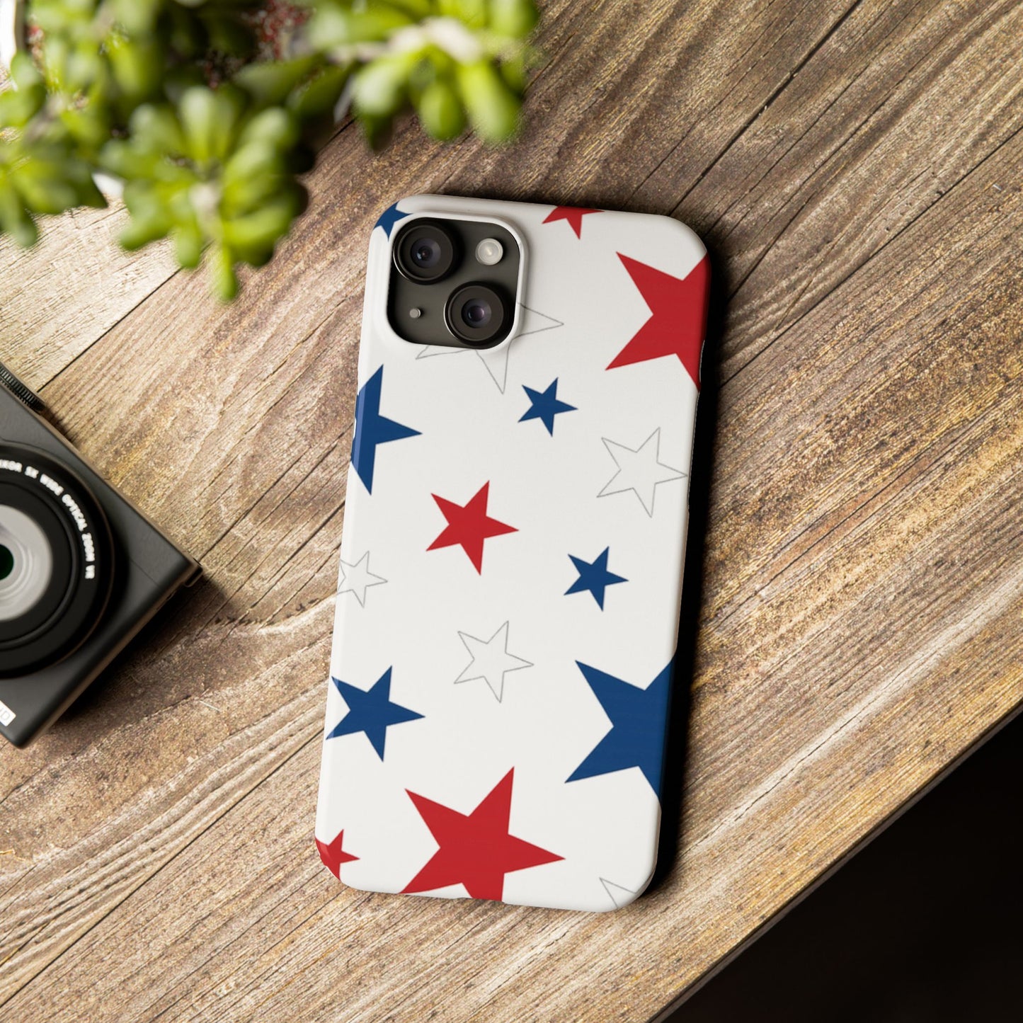 Red White and Blue Stars Slim iPhone Case
