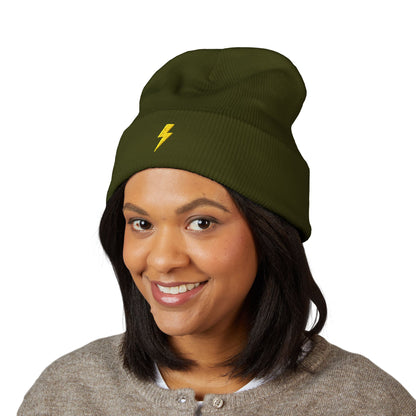 Lightning Bolt Embroidered Classic Cuffed Beanie