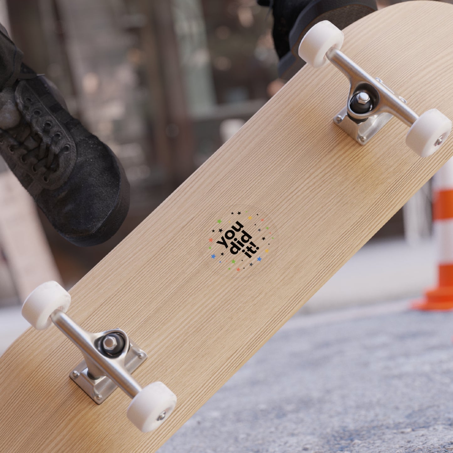 You Did It! Round Transparent Outdoor Sticker — Celebration Reward Decal