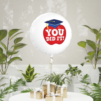 Graduation Mylar Balloon — "You Did It!" Apple 22"