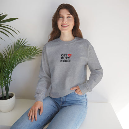 Off Duty Nurse Heart Embroidered Crewneck Sweatshirt