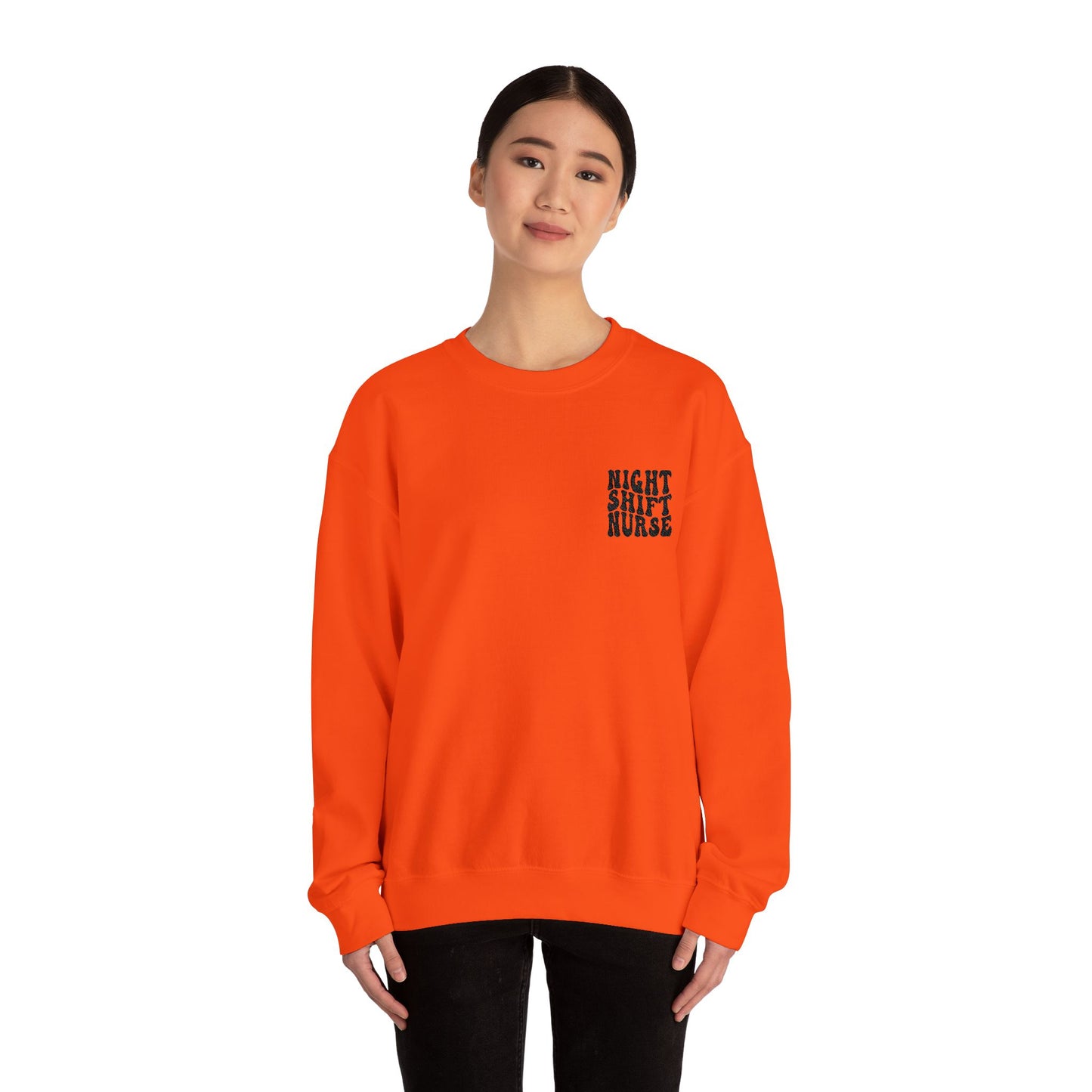 Night Shift Nurse Groovy Embroidered Crewneck Sweatshirt