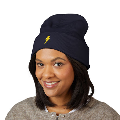 Lightning Bolt Embroidered Classic Cuffed Beanie