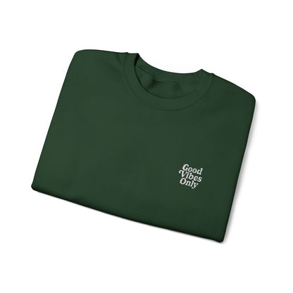 Good Vibes Only Retro Embroidered Crewneck Sweatshirt