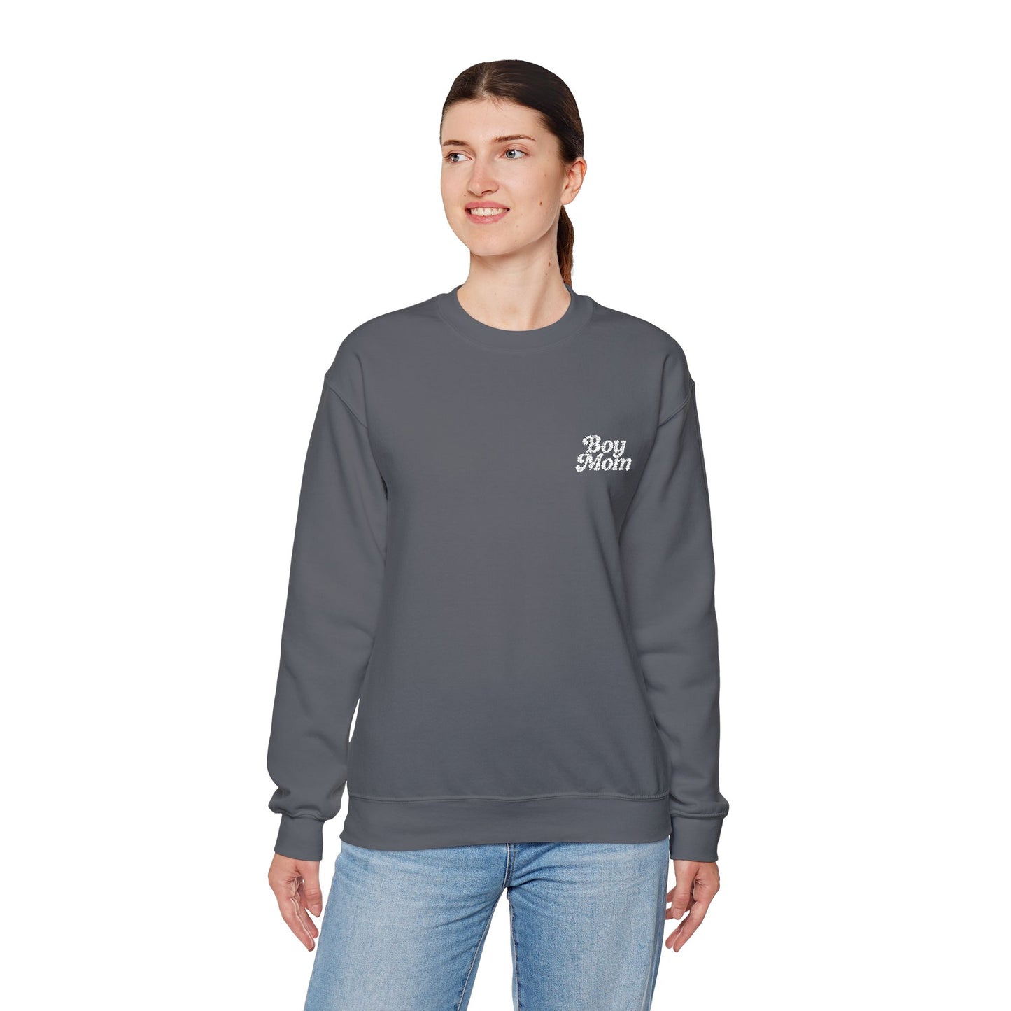 Boy Mom Retro Embroidered Crewneck Sweatshirt