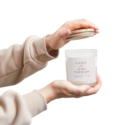Light for Girl Therapy Frosted Glass Woodwick Candle