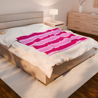 Think Pink Striped Velveteen Plush Blanket