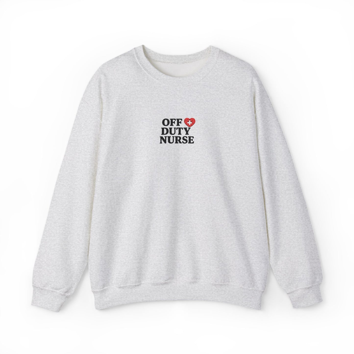 Off Duty Nurse Heart Embroidered Crewneck Sweatshirt
