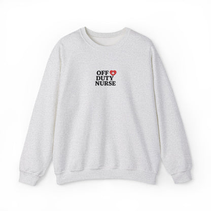 Off Duty Nurse Heart Embroidered Crewneck Sweatshirt