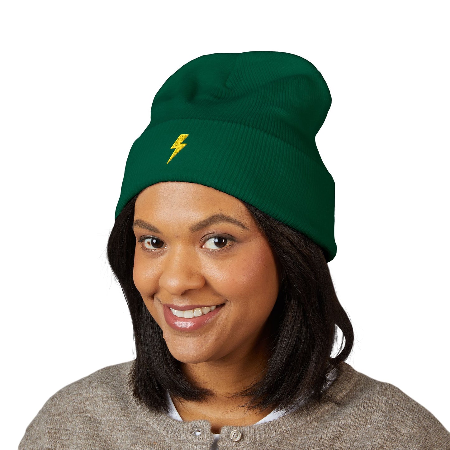 Lightning Bolt Embroidered Classic Cuffed Beanie