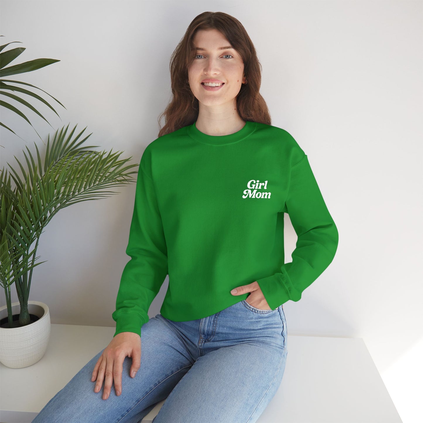 Girl Mom Retro Embroidered Crewneck Sweatshirt