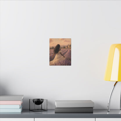 Lavender Field Canvas Print — Woman in Spring Meadow (Matte Stretched)