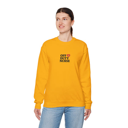 Off Duty Nurse Heart Embroidered Crewneck Sweatshirt