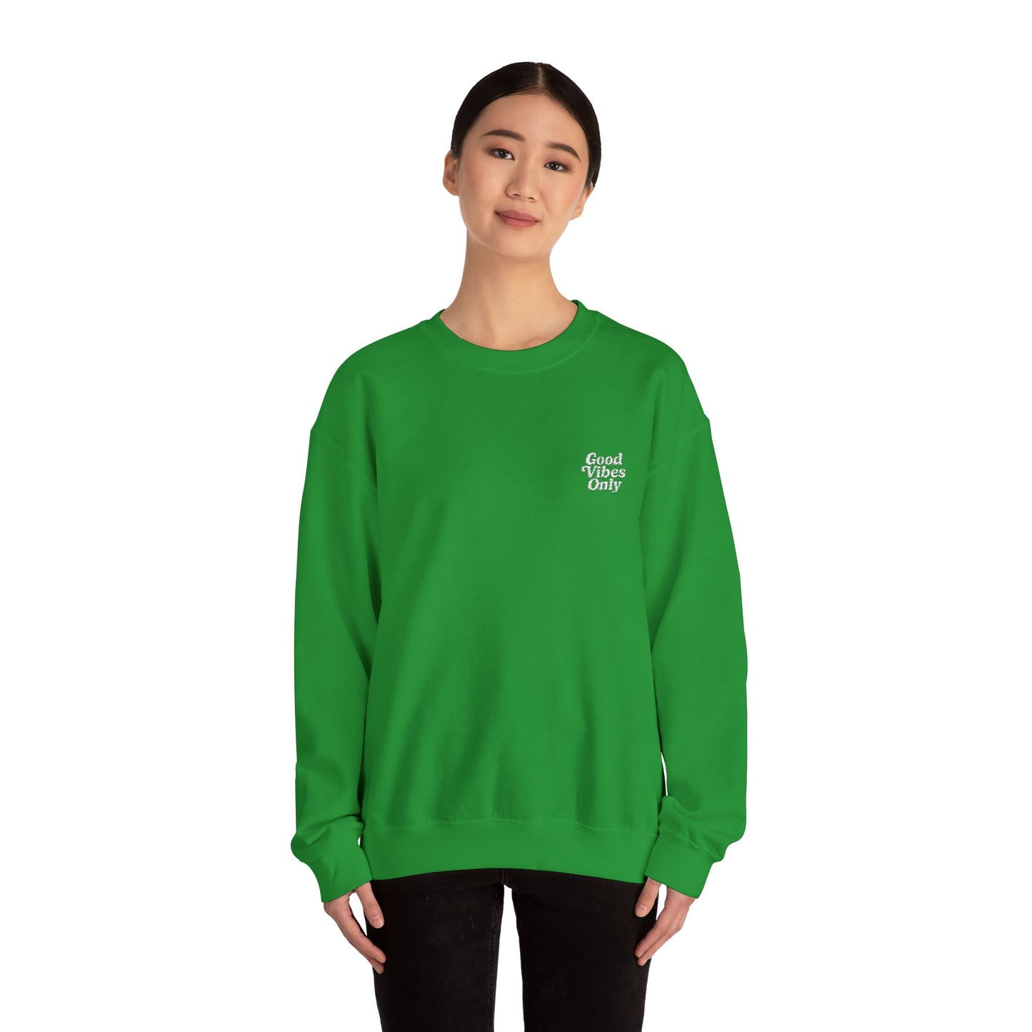 Good Vibes Only Retro Embroidered Crewneck Sweatshirt