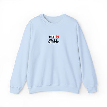 Off Duty Nurse Heart Embroidered Crewneck Sweatshirt