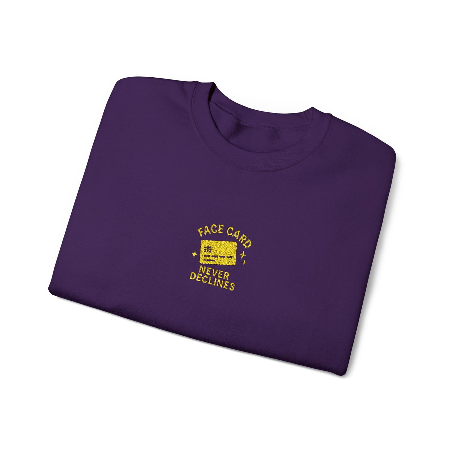 Face Card Never Declines Embroidered Crewneck Sweatshirt