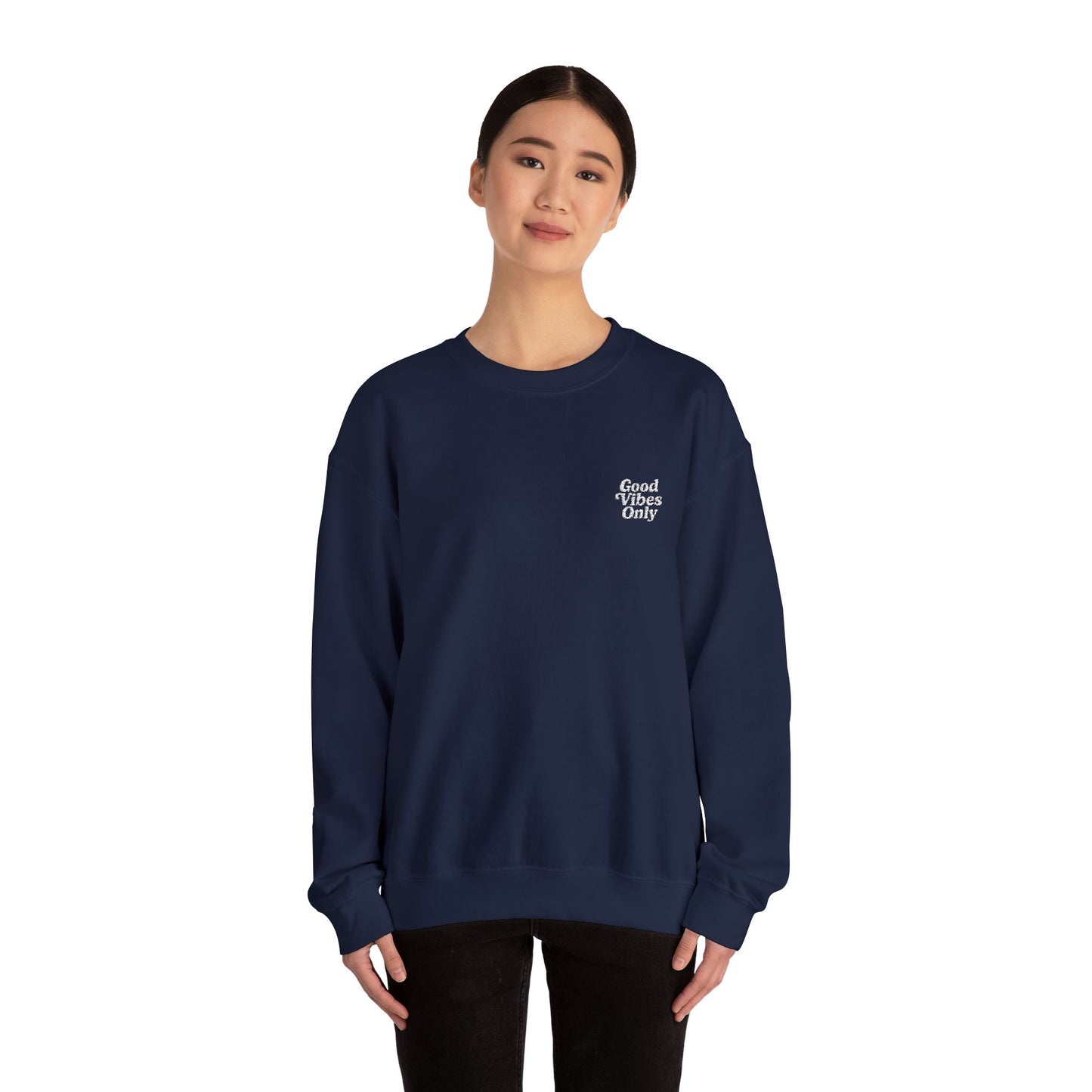 Good Vibes Only Retro Embroidered Crewneck Sweatshirt