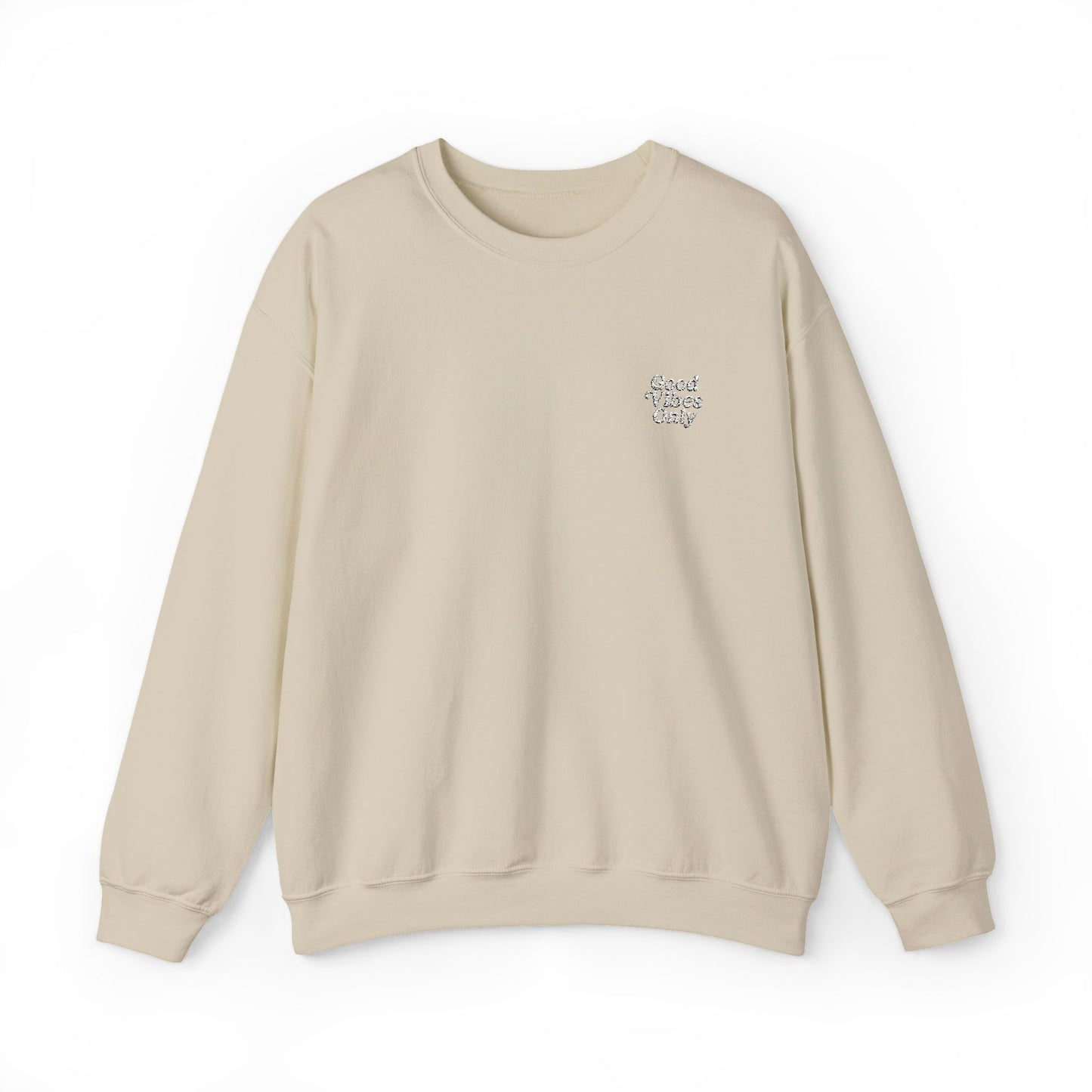Good Vibes Only Retro Embroidered Crewneck Sweatshirt