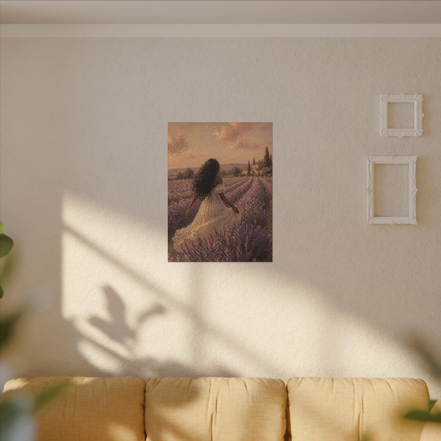 Lavender Field Canvas Print — Woman in Spring Meadow (Matte Stretched)