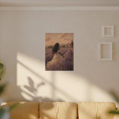 Lavender Field Canvas Print — Woman in Spring Meadow (Matte Stretched)