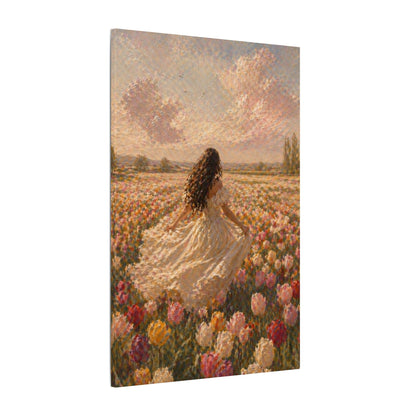 Spring Meadow Canvas Print - Woman in Lavender Field Matte Stretched Wall Art