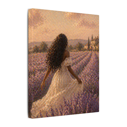 Lavender Field Canvas Print — Woman in Spring Meadow (Matte Stretched)