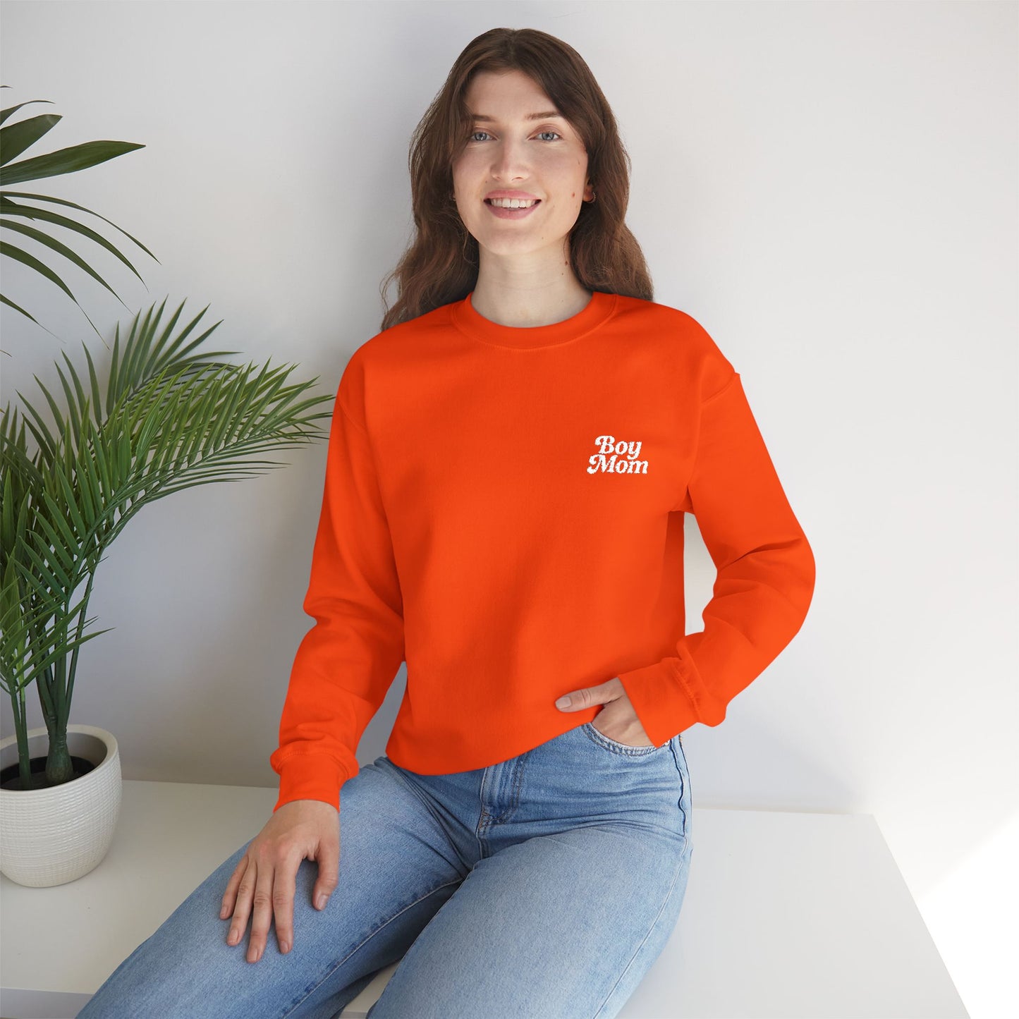 Boy Mom Retro Embroidered Crewneck Sweatshirt