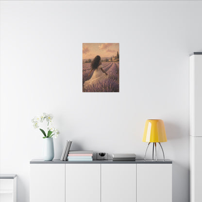 Lavender Field Canvas Print — Woman in Spring Meadow (Matte Stretched)
