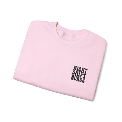 Night Shift Nurse Groovy Embroidered Crewneck Sweatshirt