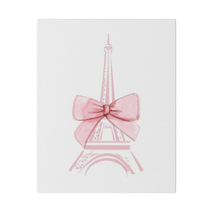 Eiffel Tower Bow Matte Canvas, Stretched