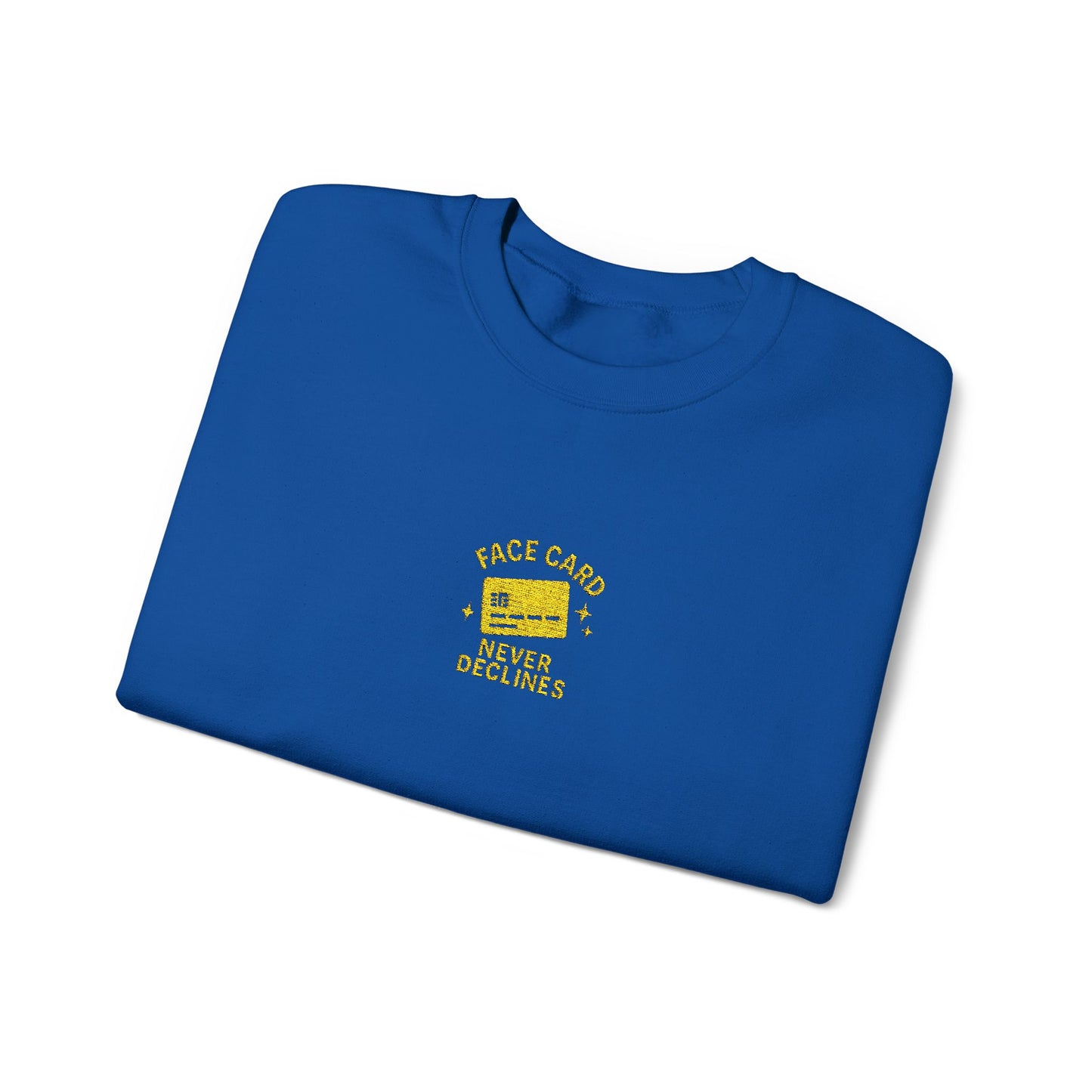 Face Card Never Declines Embroidered Crewneck Sweatshirt