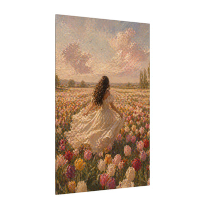 Spring Meadow Canvas Print - Woman in Lavender Field Matte Stretched Wall Art
