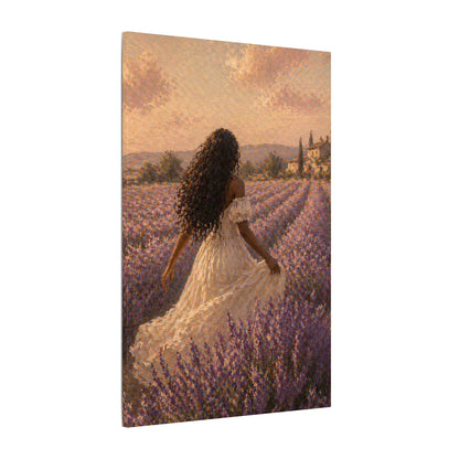 Lavender Field Canvas Print — Woman in Spring Meadow (Matte Stretched)